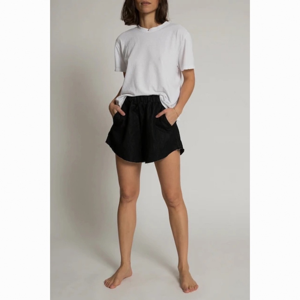 Anthropologie / ASKK NY Black Raw Hem Wide-Leg Shorts
